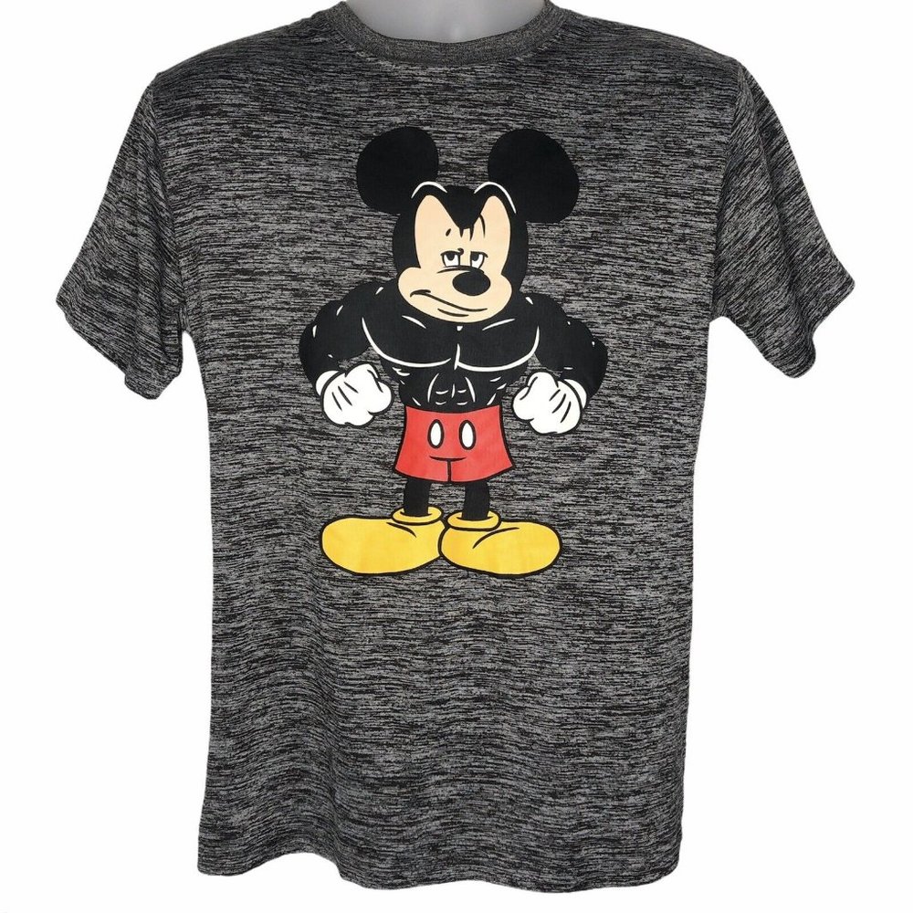 Disney Gray Heather Short Sleeve Tee with Mickey Graphic